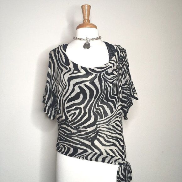 Easel of Los Angeles Fine Gauge Knit Zebra Blouse - Picture 1 of 4